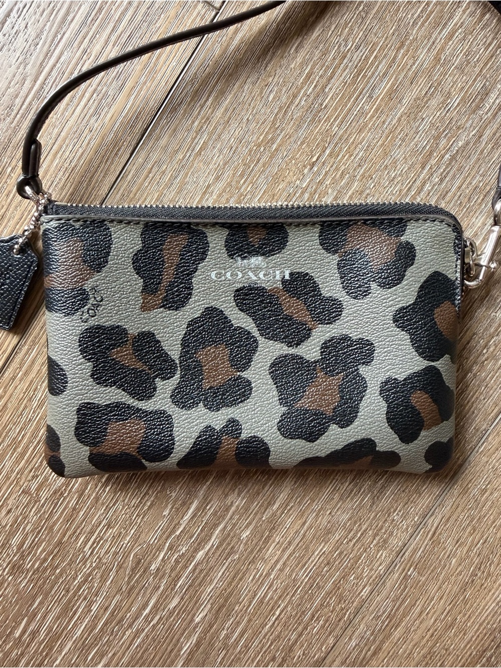 COACH Leopard-Print Leather Wristlet